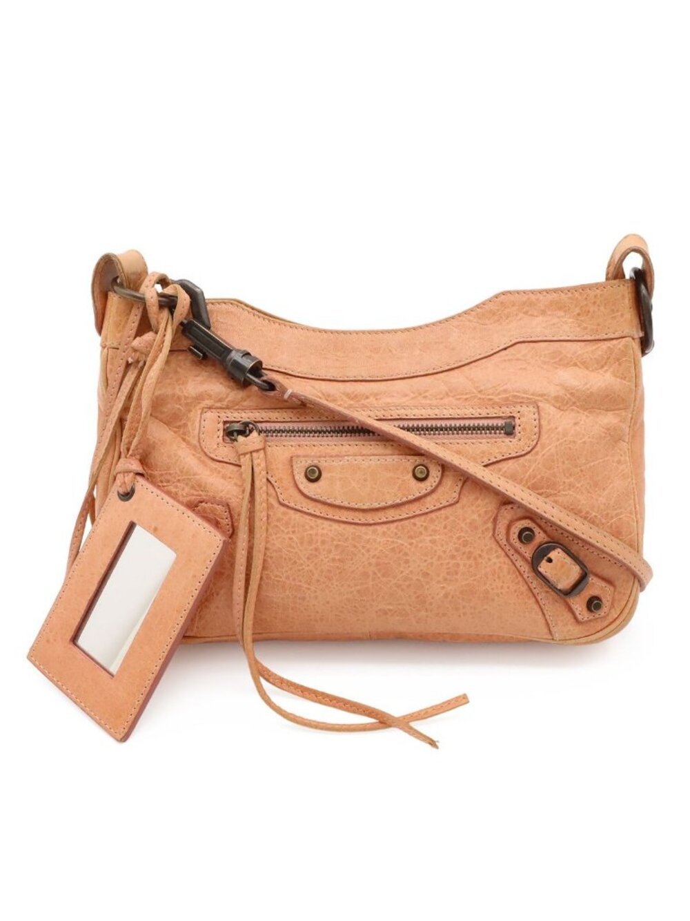Balenciaga the Hip Shoulder Bag Pochette Crossbody 2-Way Clutch Leather Salmon
